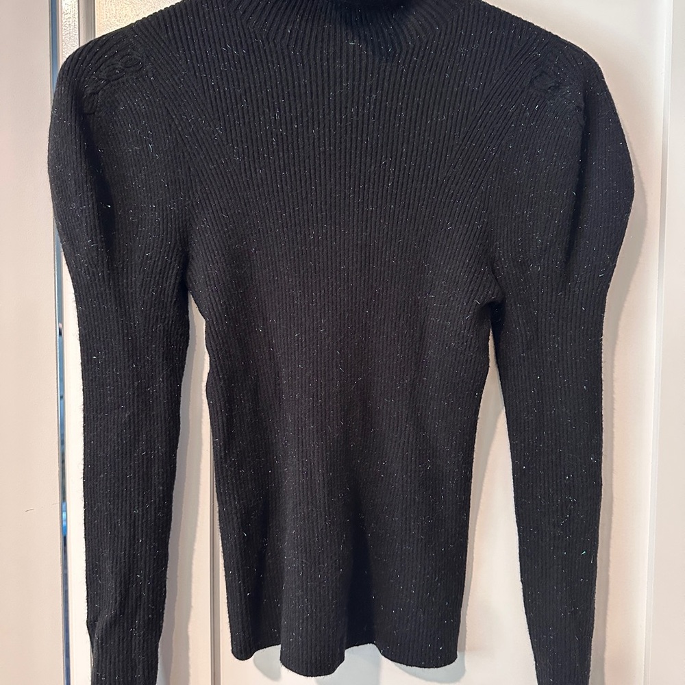 525 America Black Ribbed Turtleneck Sweater